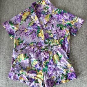 Victoria's Secret Satin Short  PJ Set Lilac Floral (XS)